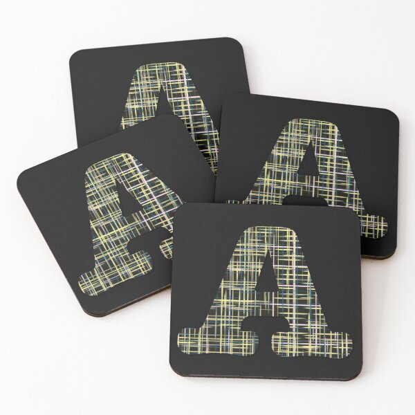 Item preview, Letter A Alphabet Yellow Lines Black Grid Monogram designed and sold by AMSonArt.