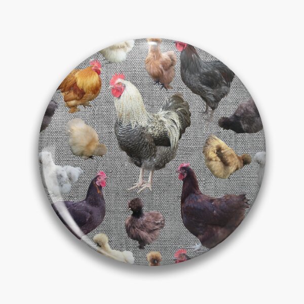Item preview, Pollos de patio de granja en arpillera gris arpillera designed and sold by StandoutSilkies.