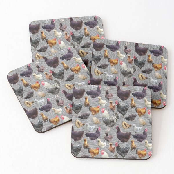Item preview, Farmhouse Backyard Chickens on Grey Burlap Hessian designed and sold by StandoutSilkies.