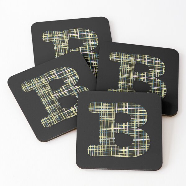 Item preview, Letter B Alphabet Yellow Lines Black Grid Monogram designed and sold by AMSonArt.