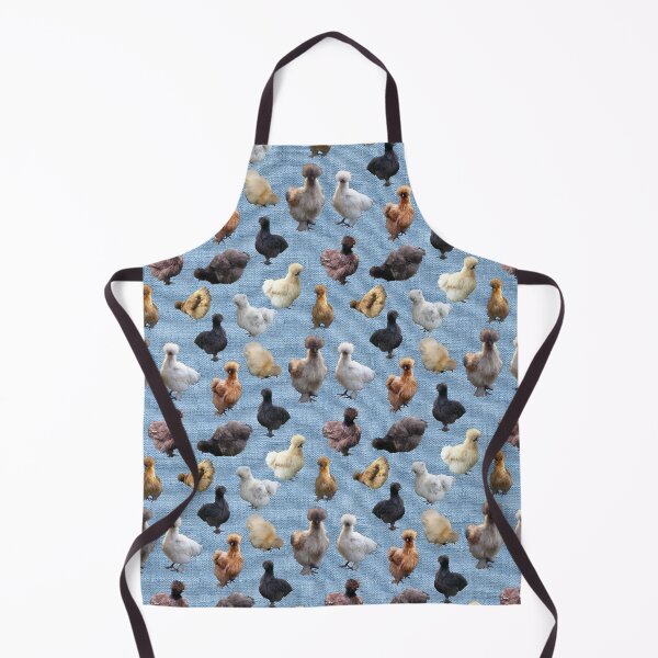 Item preview, Farmhouse Silkie Bantams on Blue Burlap Hessian designed and sold by StandoutSilkies.
