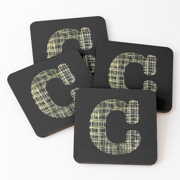 Item preview, Letter C Alphabet Yellow Lines Black Grid Monogram designed and sold by AMSonArt.