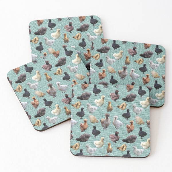Item preview, Farmhouse Silkie Bantams on Mid-green Burlap Hessian designed and sold by StandoutSilkies.