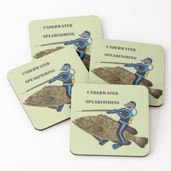 Item preview, Vintage Underwater Spearfishing Scuba Diver and Fish designed and sold by urmaddad.
