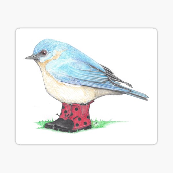 Item preview, Bluebird in Ladybug Boots designed and sold by JimsBirds.
