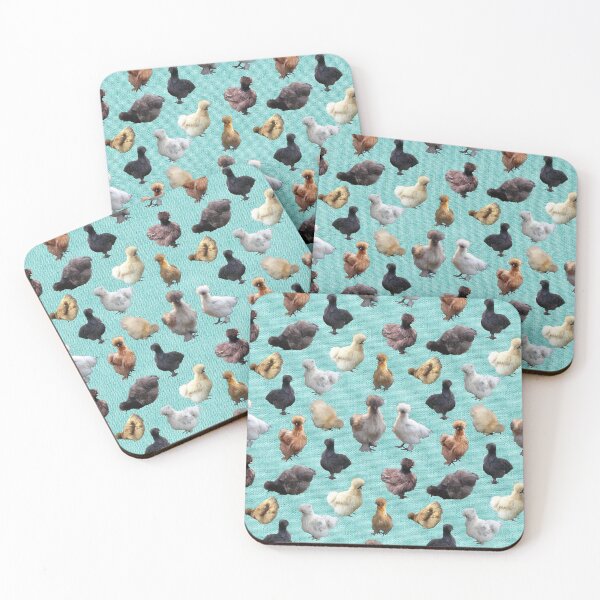 Item preview, Farmhouse Silkie Bantams on Sea-green Burlap Hessian designed and sold by StandoutSilkies.