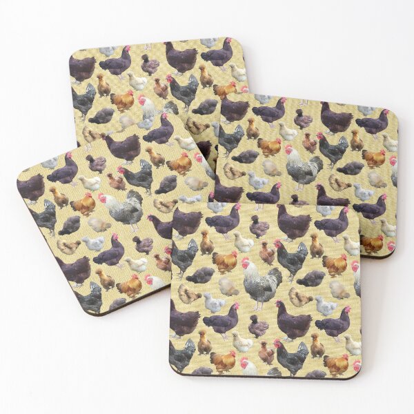 Item preview, Backyard Chickens on Straw Yellow Burlap Hessian designed and sold by StandoutSilkies.