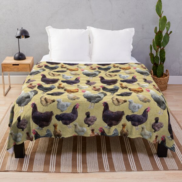 Item preview, Backyard Chickens on Straw Yellow Burlap Hessian designed and sold by StandoutSilkies.