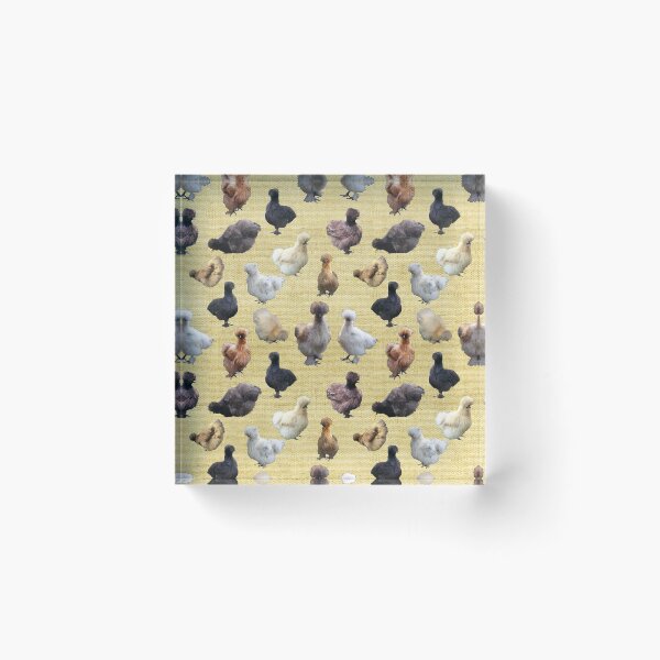 Item preview, Farmhouse Silkie Bantams on Straw Yellow Burlap Hessian designed and sold by StandoutSilkies.