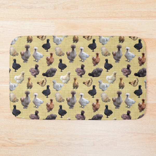 Item preview, Farmhouse Silkie Bantams on Straw Yellow Burlap Hessian designed and sold by StandoutSilkies.