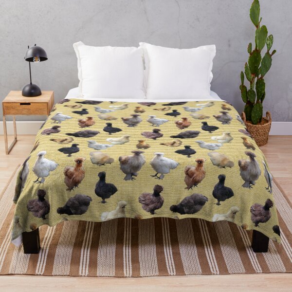 Item preview, Farmhouse Silkie Bantams on Straw Yellow Burlap Hessian designed and sold by StandoutSilkies.