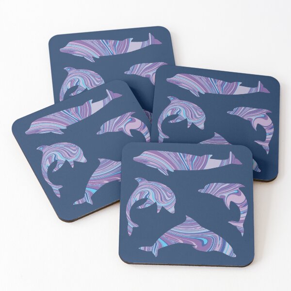 Item preview, #1 Dolphins - Fun Purple and Blue Tie Dye Animal Silhouette Pattern designed and sold by TheRainbowRoom.