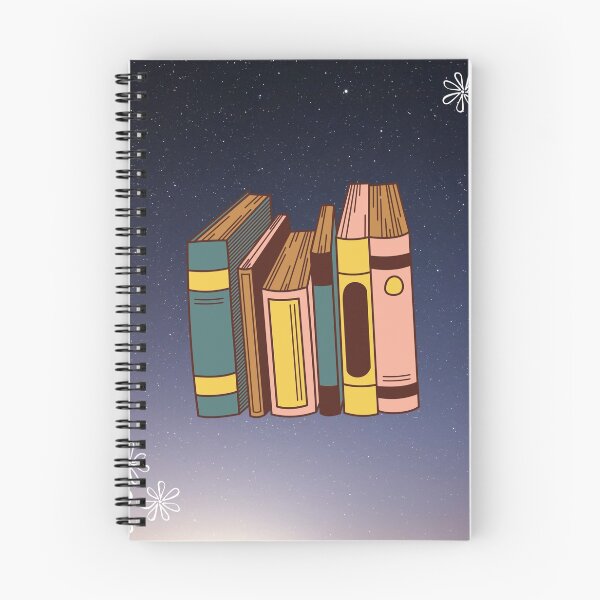 Item preview, Galaxy Themed Spiral Notebook and Journals with a combination of Books and Flowers designed and sold by KYLovelyStyles.