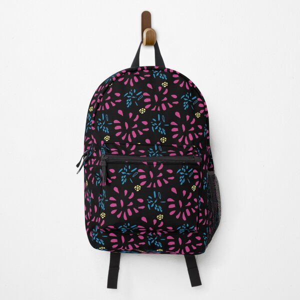 Item preview, Retro Floral - Pink and Blue flowers on Black-graphic abstract pattern designed and sold by Stephanie J Lewis.