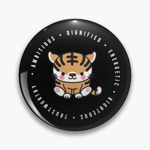 Item preview, cute chinese zodiac | tiger | personality traits | ambitious, dignified, energetic, righteous, trustworthy designed and sold by cocoCabot.