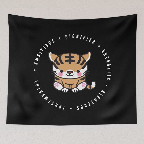 Item preview, cute chinese zodiac | tiger | personality traits | ambitious, dignified, energetic, righteous, trustworthy designed and sold by cocoCabot.