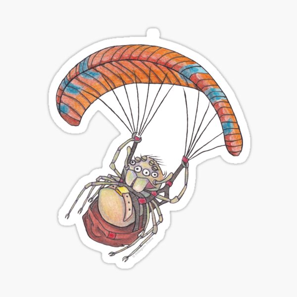 Hang gliding spiderling Sticker