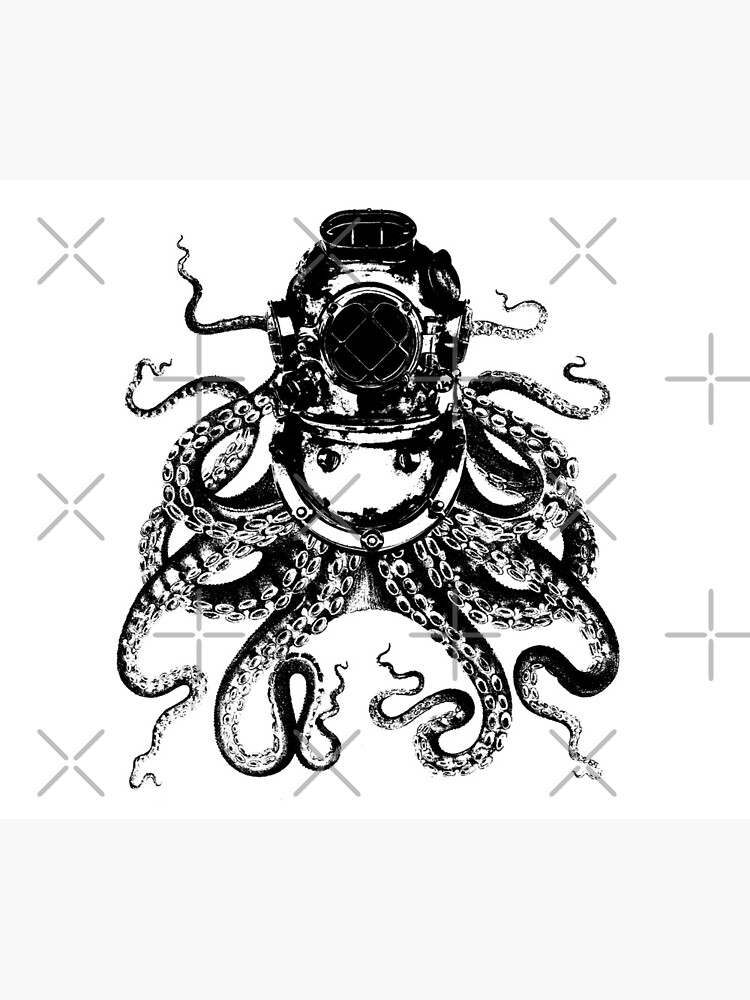 "Octopus in a diving helmet" Travel Coffee Mug for Sale by