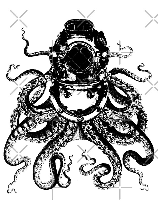 "Octopus in a diving helmet" by Redbubble
