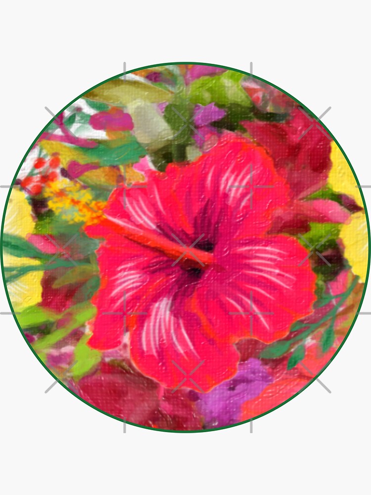 Red Hibiscus Flower Painted Sticker for Sale by StickerArtwork