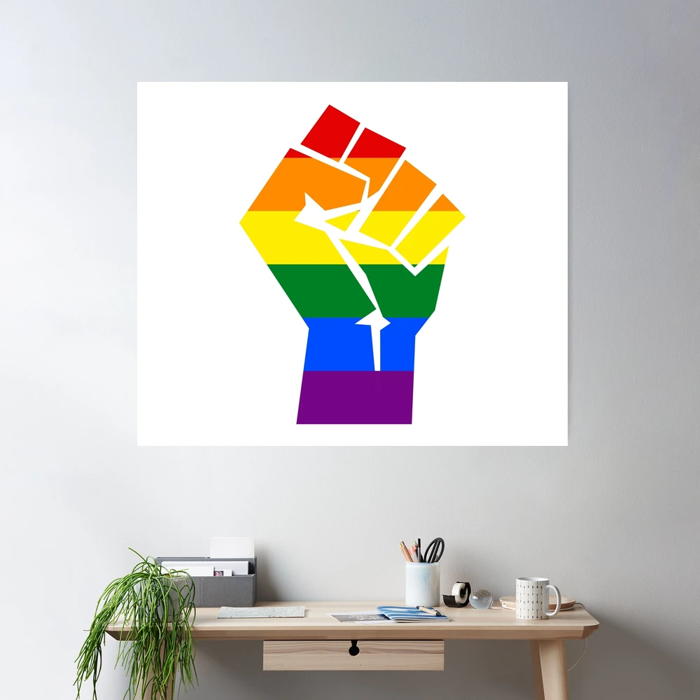 Lesbian Gay LGBT rainbow flag as fist showing power - symbol of strong  unity / finepaint