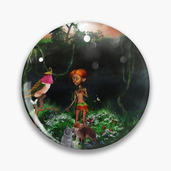Item preview, Little fairy with cat and fox in a cave designed and sold by nicky2342.
