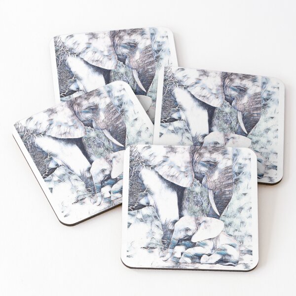 Item preview, GALATHI Elephants White - Wildlife designed and sold by Galathi Designs.