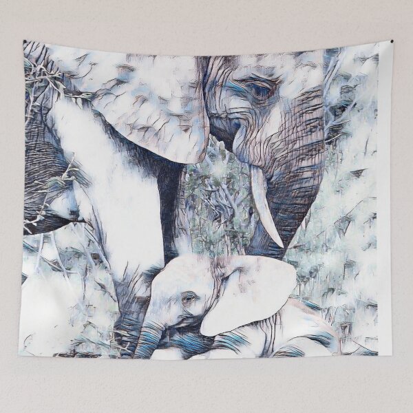 Item preview, GALATHI Elephants White - Wildlife designed and sold by Galathi Designs.