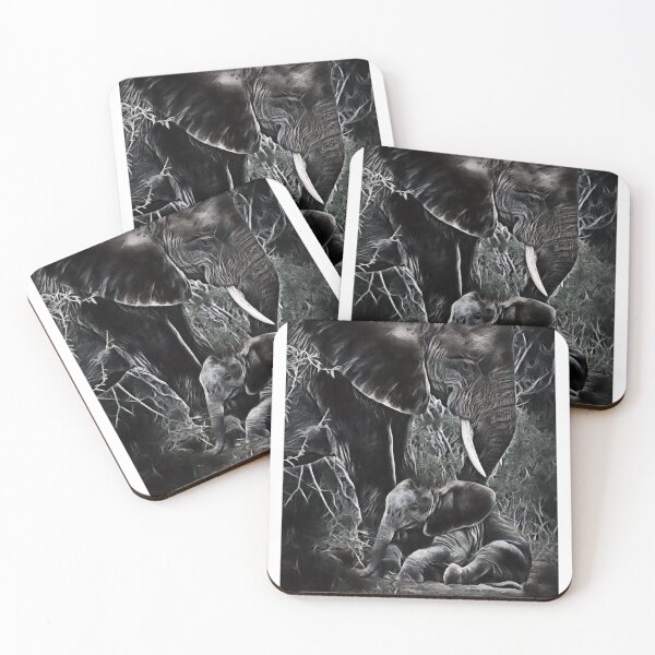 Item preview, GALATHI Elephants Black and White - Wildlife designed and sold by Galathi Designs.