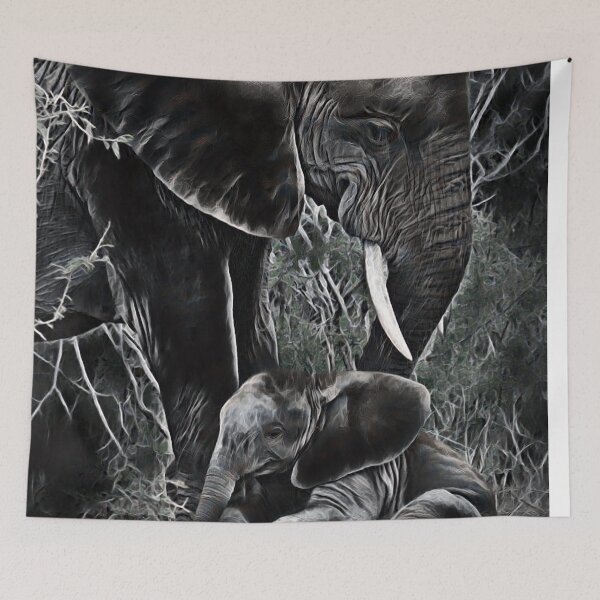 Item preview, GALATHI Elephants Black and White - Wildlife designed and sold by Galathi Designs.
