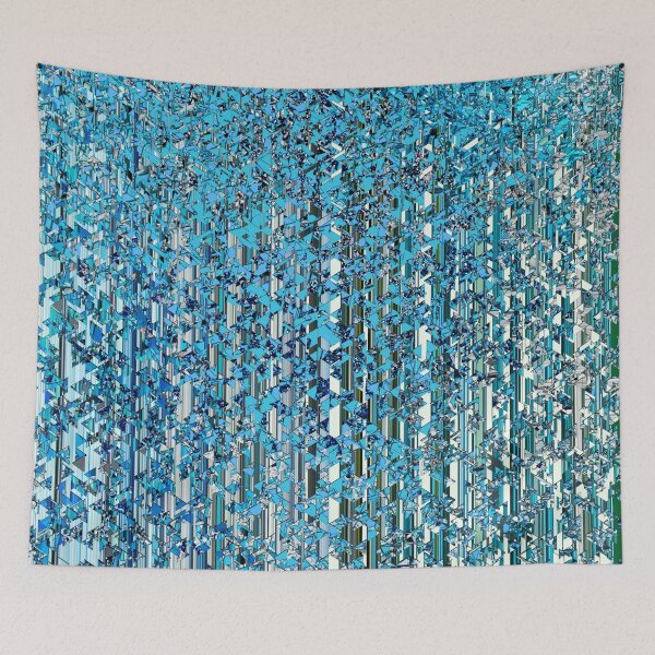 Item preview, fractal geometric triangle shape abstract art in blue designed and sold by Mrvell.