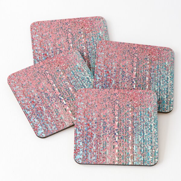 Item preview, fractal geometric triangle shape abstract art in pink and blue designed and sold by Mrvell.