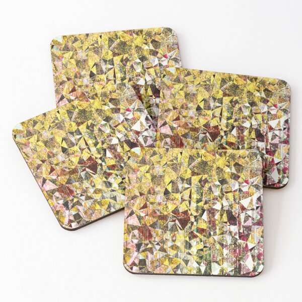 Item preview, fractal geometric triangle shape abstract art in yellow and red designed and sold by Mrvell.
