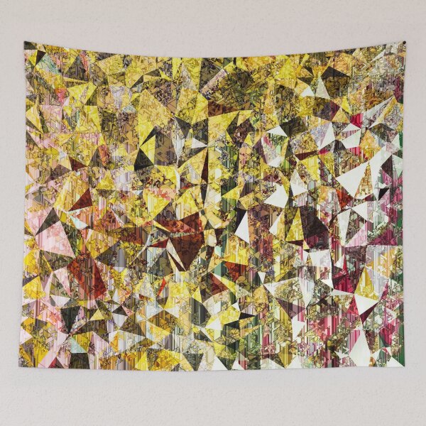 Item preview, fractal geometric triangle shape abstract art in yellow and red designed and sold by Mrvell.