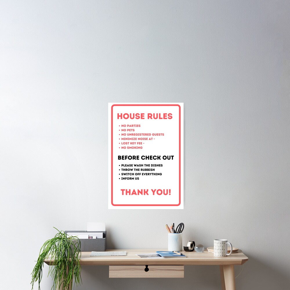 "House Rules for Vacation Rentals" Poster for Sale by IronMark19