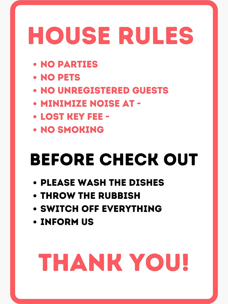 house-rules-for-vacation-rentals-sticker-for-sale-by-ironmark19-redbubble