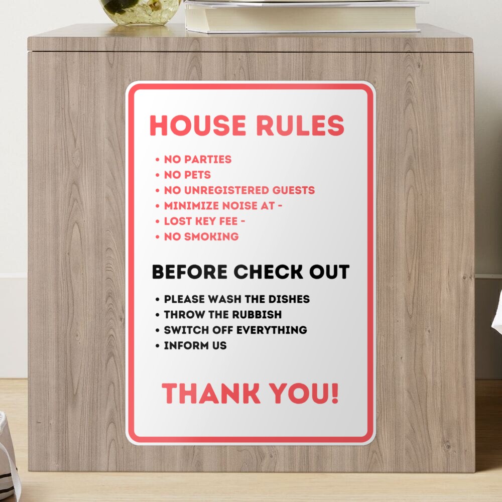 House Rules for Vacation Rentals Sticker