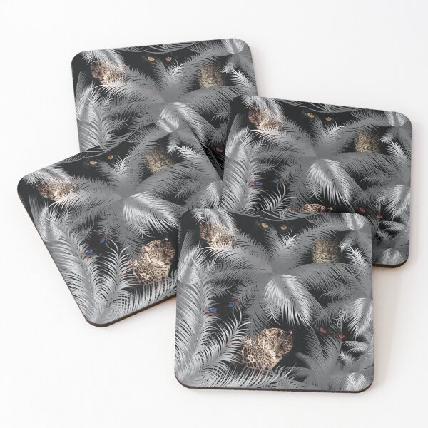 Item preview, Copy of eyes and leopards hidden in the spooky dark forest, green tropical leaves designed and sold by Beyhandesgn.