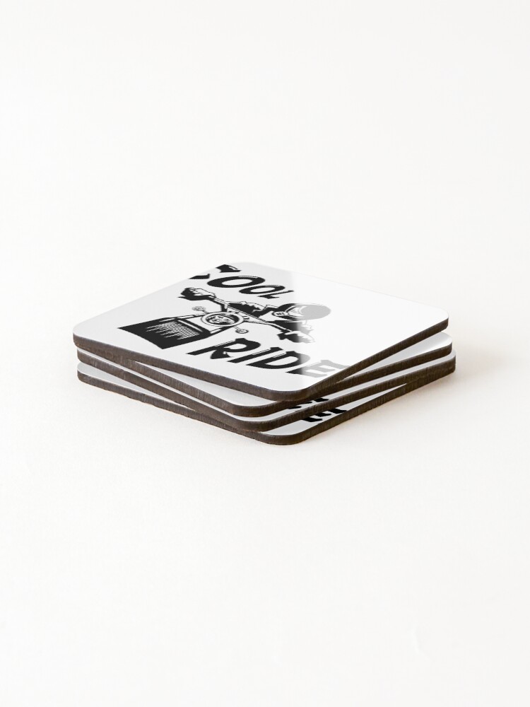 Thumbnail 4 of 5, Coasters (Set of 4), Cool Rider - Black & White designed and sold by RaaVeeDesign.