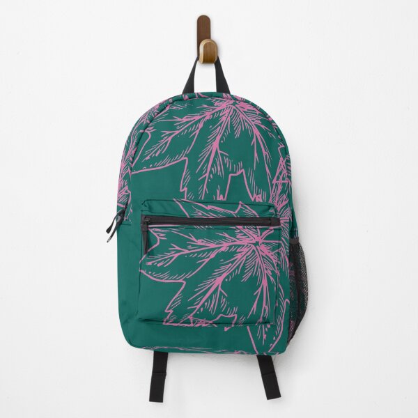 Item preview, Pink maple leaves on dark teal blue designed and sold by fowons.