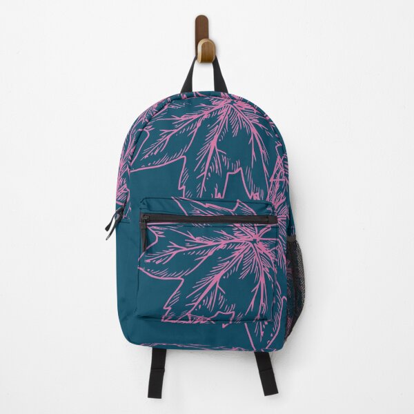 Item preview, Pink maple leaves on dark teal blue designed and sold by fowons.