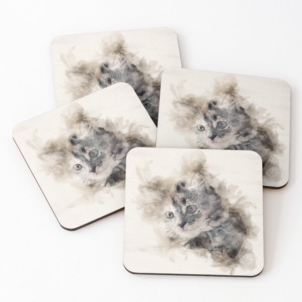 Item preview, Cute Grey Kitten Watercolour designed and sold by PowderLanePress.