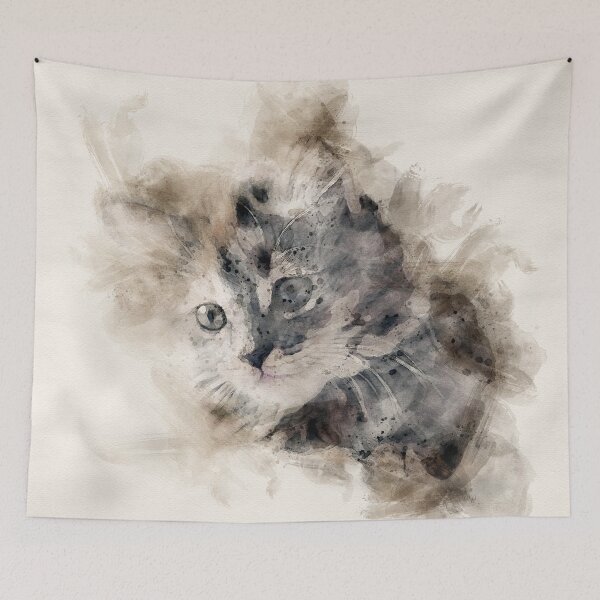 Item preview, Cute Grey Kitten Watercolour designed and sold by PowderLanePress.