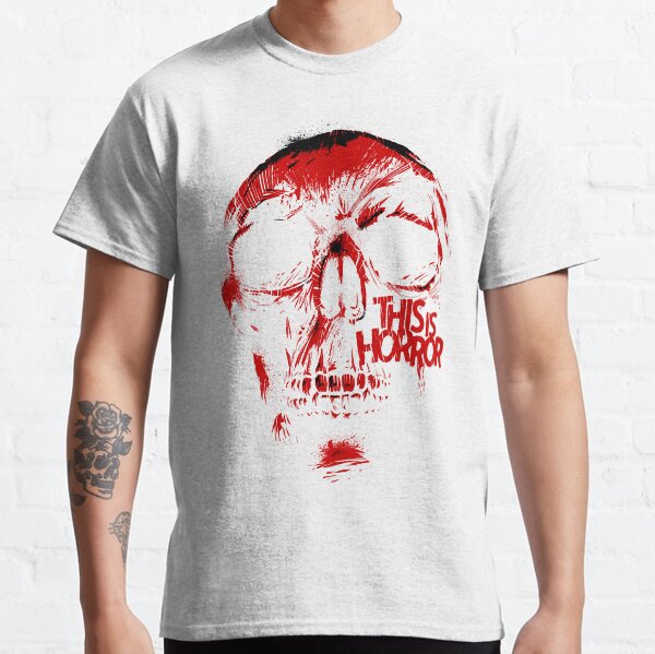 This Is Horror Classic Red on White Skull Classic T-Shirt