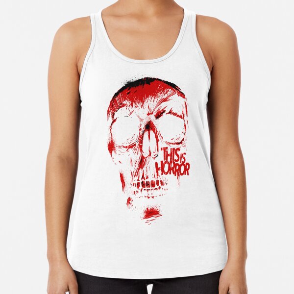 This Is Horror Classic Red on White Skull Racerback Tank Top