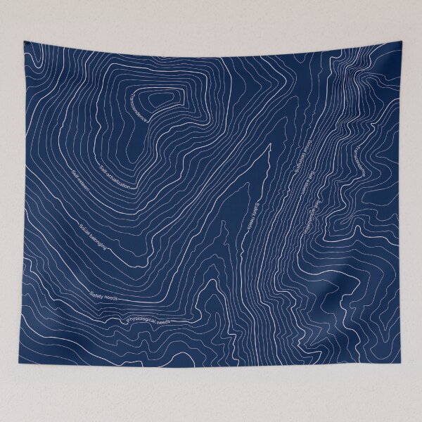 Item preview, WE PERCEIVE | PSYCHOLOGY THINGS s - Maslow's HIERARCHY of NEEDS on Topography - Dark Blue designed and sold by Luis Wong | We Perceive.