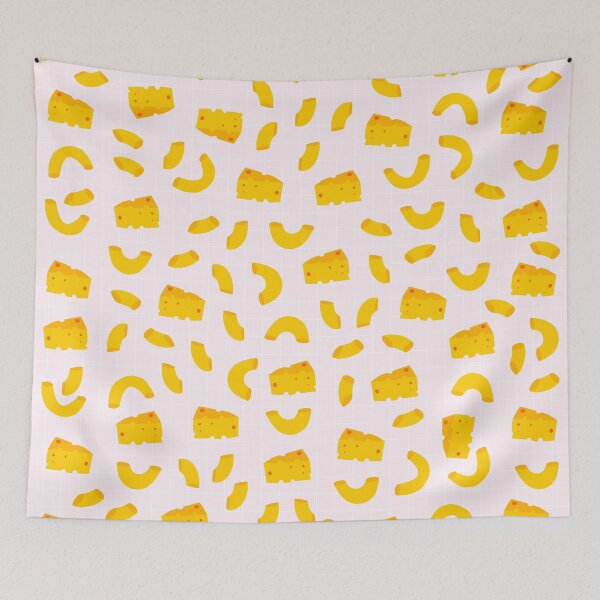 Item preview, Patrón divertido de macarrones con queso sobre fondo rosa designed and sold by kapotka.