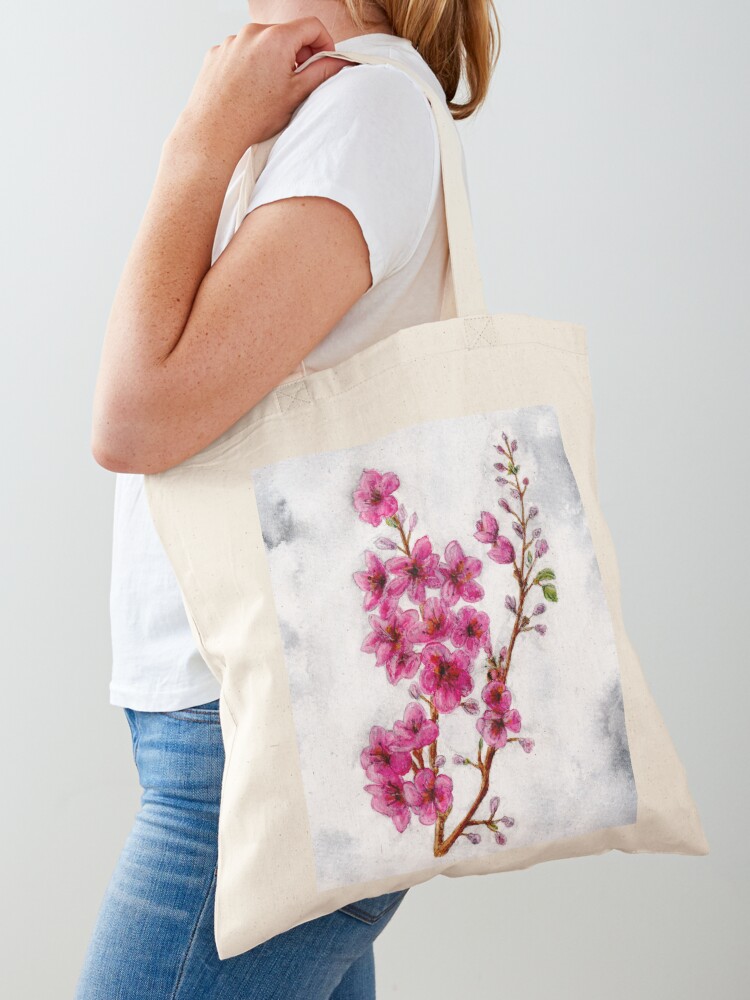 Cherry Blossom Heart Branch - Canvas Tote Bag