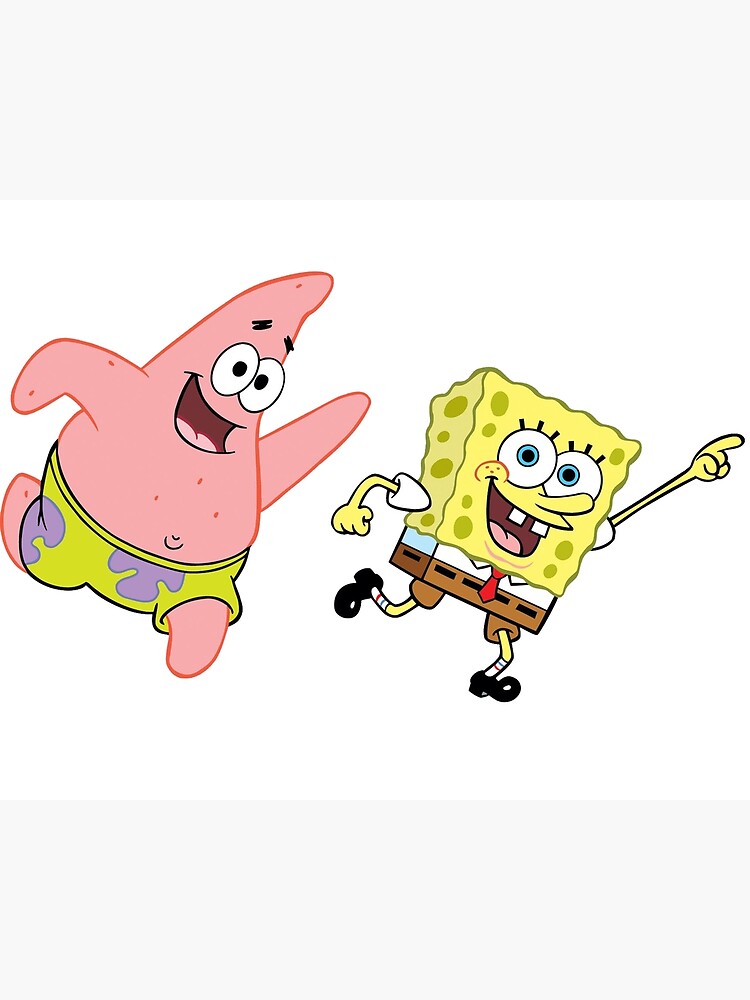 Spongebob And Patrick Run Together Poster For Sale By Riskyfarel