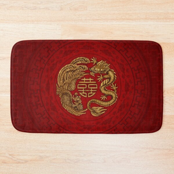 Item preview, Gold Double Happiness Symbol with Phoenix and Dragon  designed and sold by k9printart.